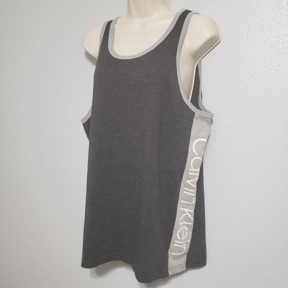 Calvin Klein Shirt Tank Top Side Spellout Men's Large Gray Unisex Sleeveless - Picture 11 of 11
